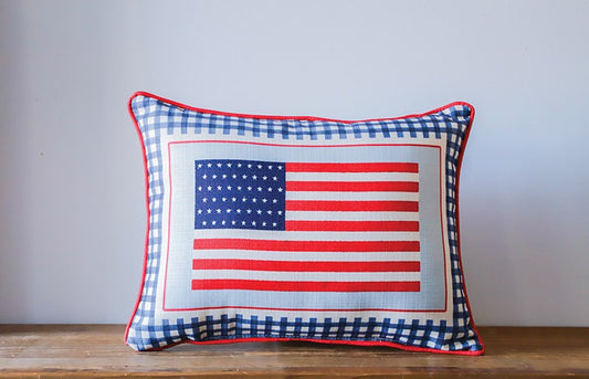 Little Birdie | Gingham Large American Flag Pillow