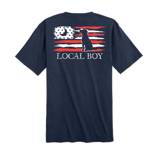 Local Boy | Youth Painted USA T-Shirt in China Blue