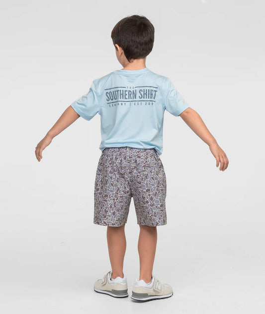 Southern Shirt Company | Youth Boys Camo Badge Performance T-Shirt in Skyway