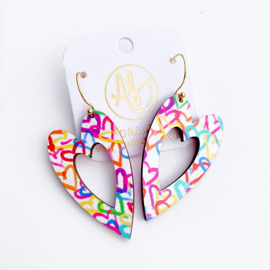 Cherish Heart Earrings-Rainbow Hearts