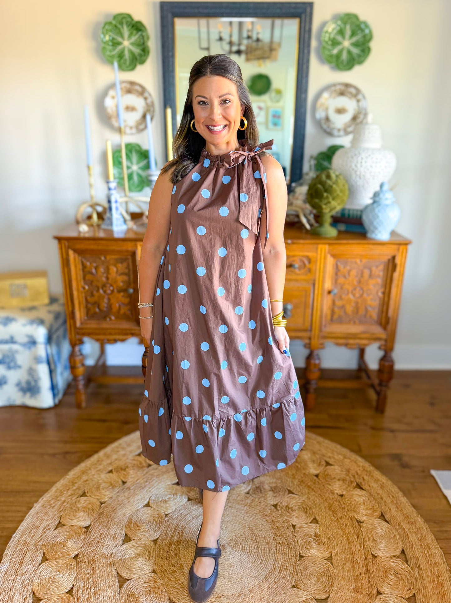 Brown Sugar Halter Dot Dress