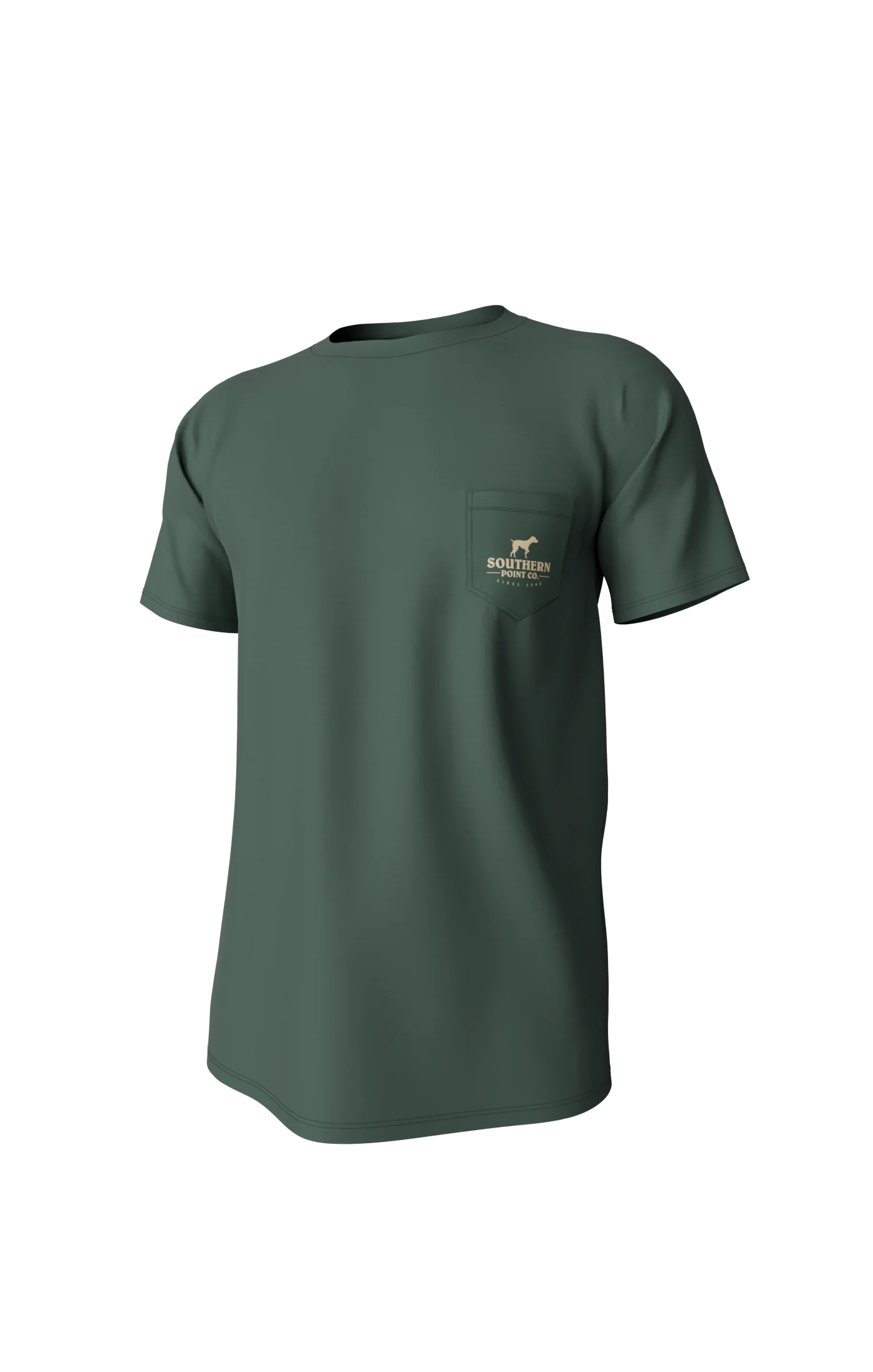 Southern Point Camo Logo Short Sleeve Pocket Tee in Duck Green