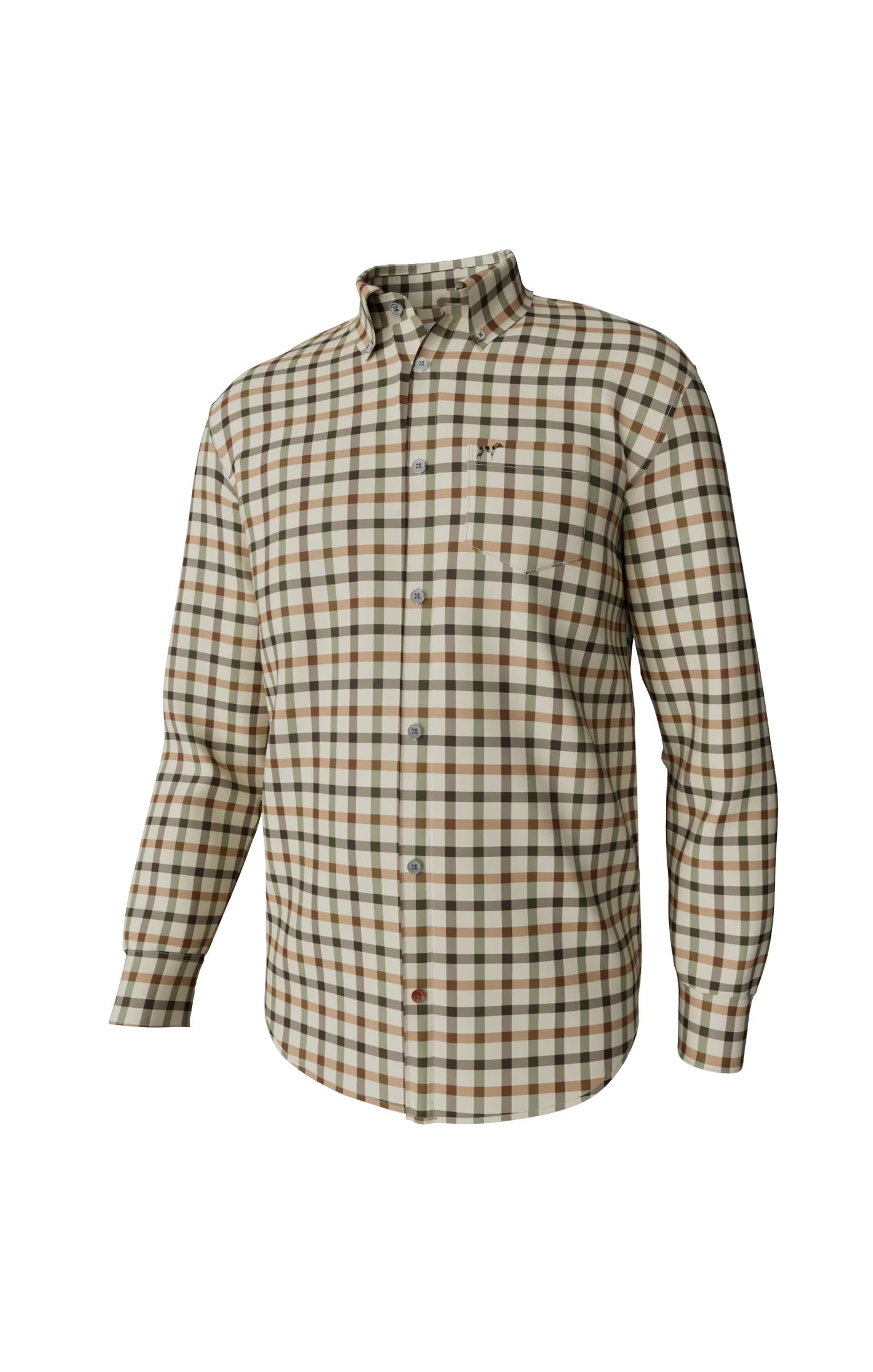 Southern Point Hadley Luxe Long Sleeve Button Down in Burke Tattersall Harvest