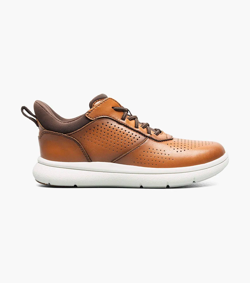 Florsheim | Fleet Jr. Boys Perf Toe Elastic Lace Sneaker in Cognac