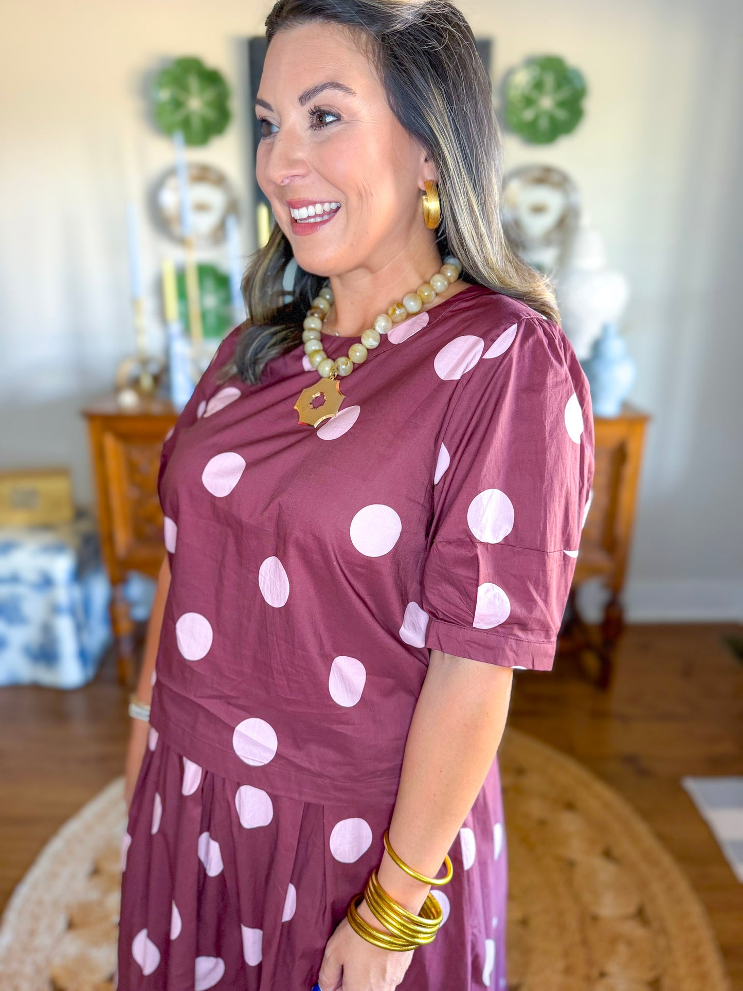 Burgundy & Blush Dot Set