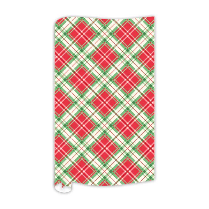 Lauren Dunn Bright Red and Green Christmas Plaid Wrapping Paper