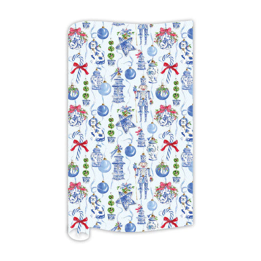 Blue Chinoiserie Ornament Wrapping Paper