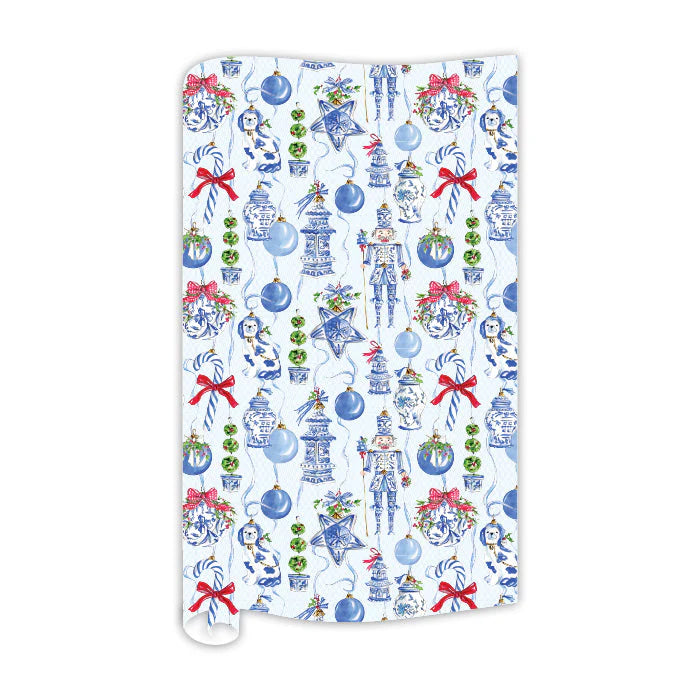 Blue Chinoiserie Ornament Wrapping Paper