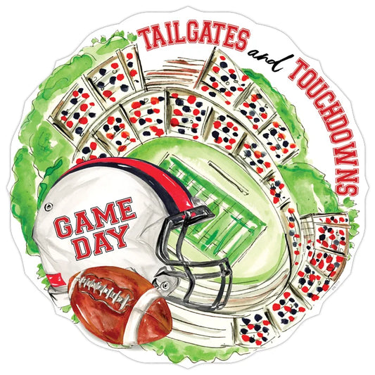 Handpainted Red & Black Tailgates & Touchdowns Posh Die Cut Placemat