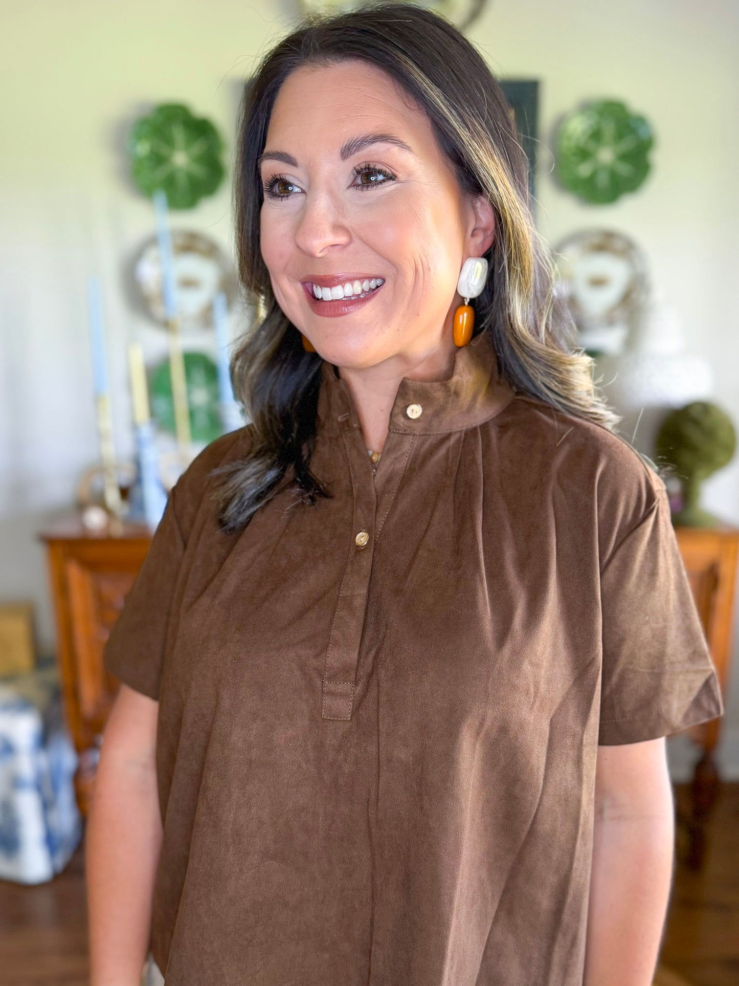 The Elise Blouse in Brown