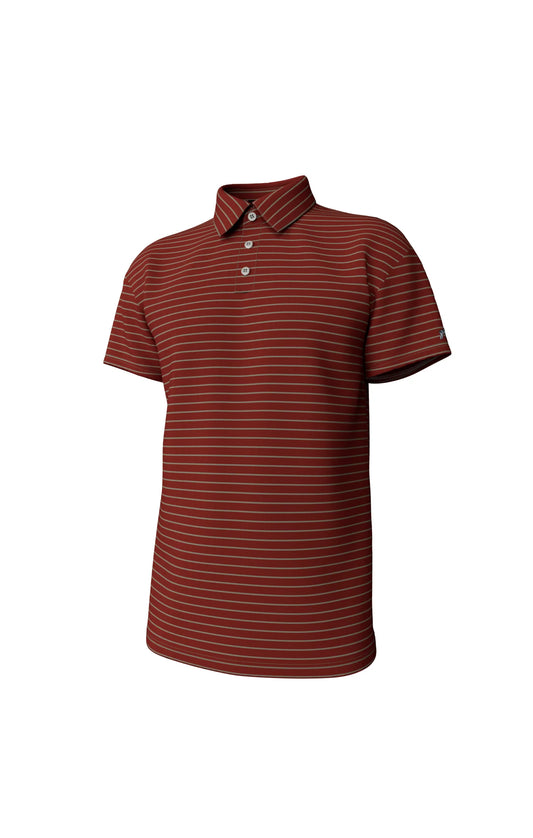 Southern Point Youth Hinton Stripe Performance Polo in Chili Oil/Laurel Oak