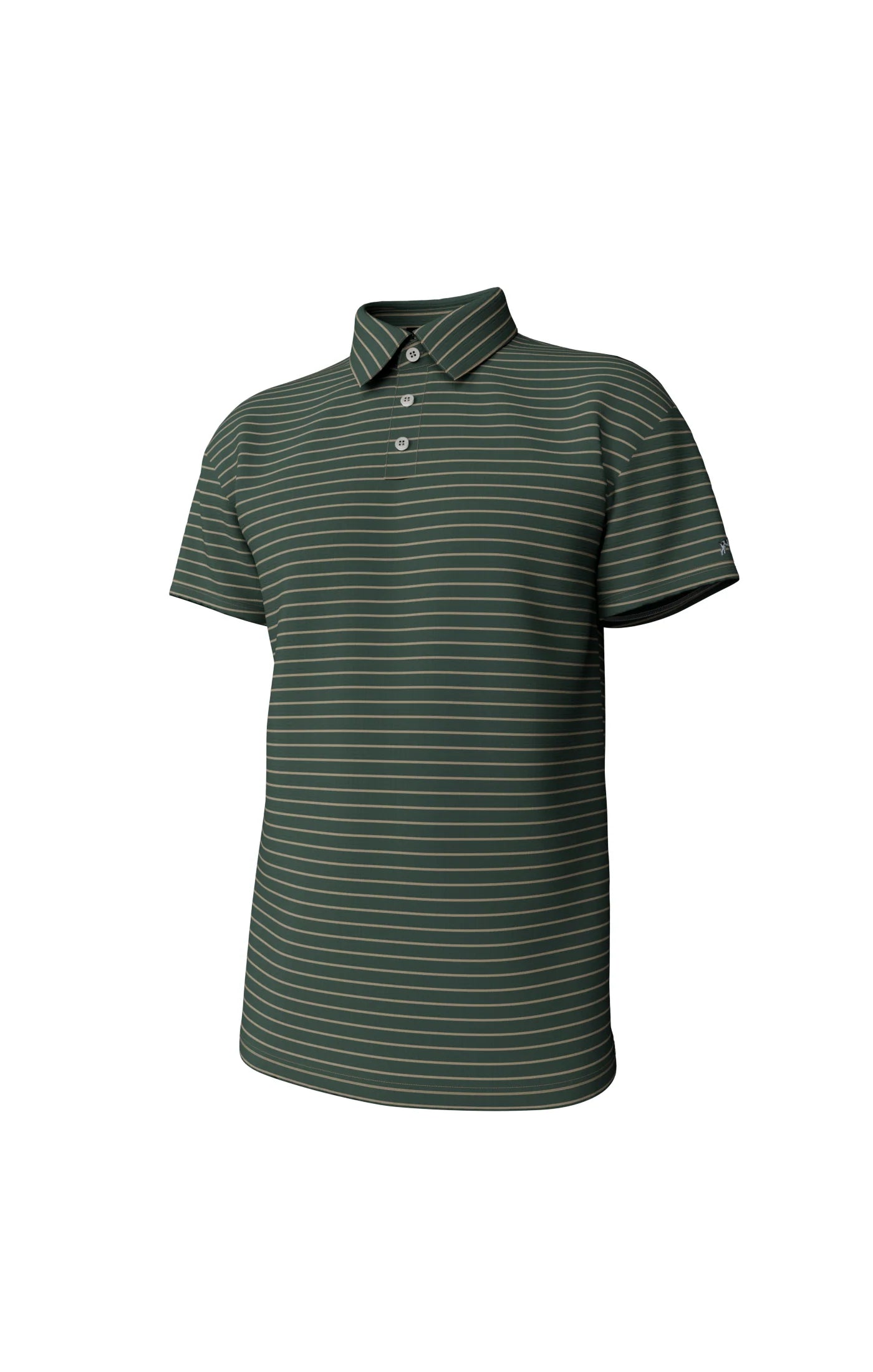 Southern Point Horizon Stripe Performance Polo in Duck Green/Sandstone