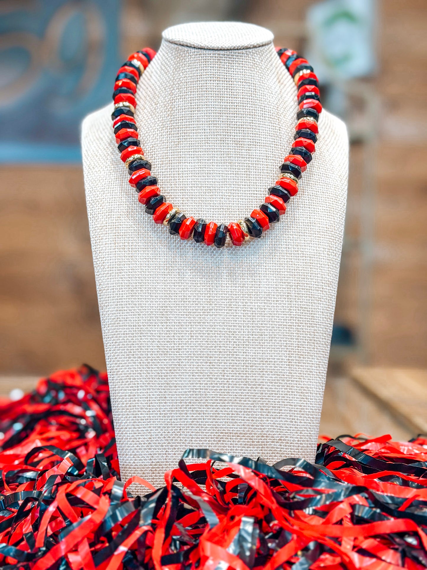 Jovie Necklace in Red + Black