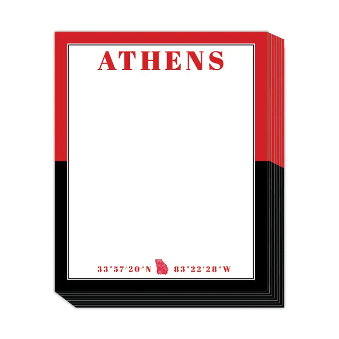 Handpainted Red & Black Athens Coordinates Short Stack Notepad