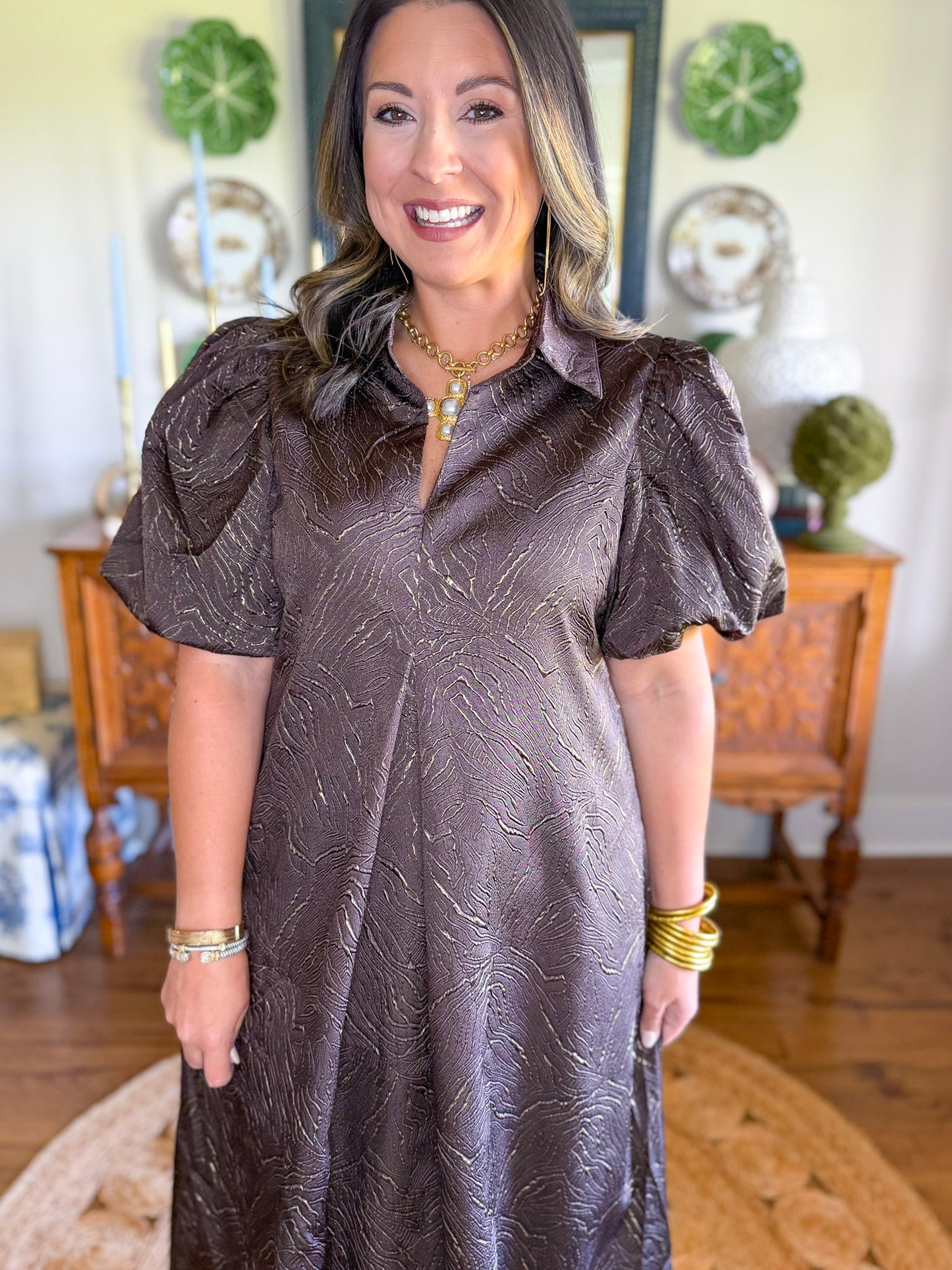 Delaney Textured Midi Dress