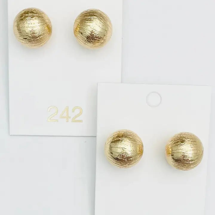 Brushed Gold Stud Earrings