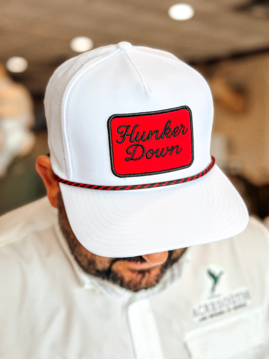 Hunker Down Patch Hat in White