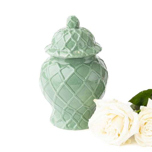 Small Textured Ginger Jar in Green