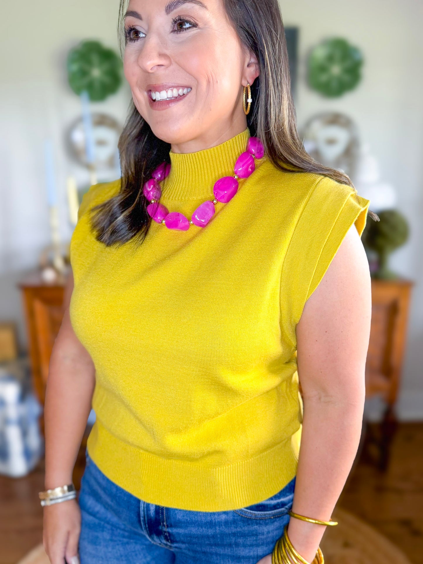 The Rosalie Knit Top in Chartreuse
