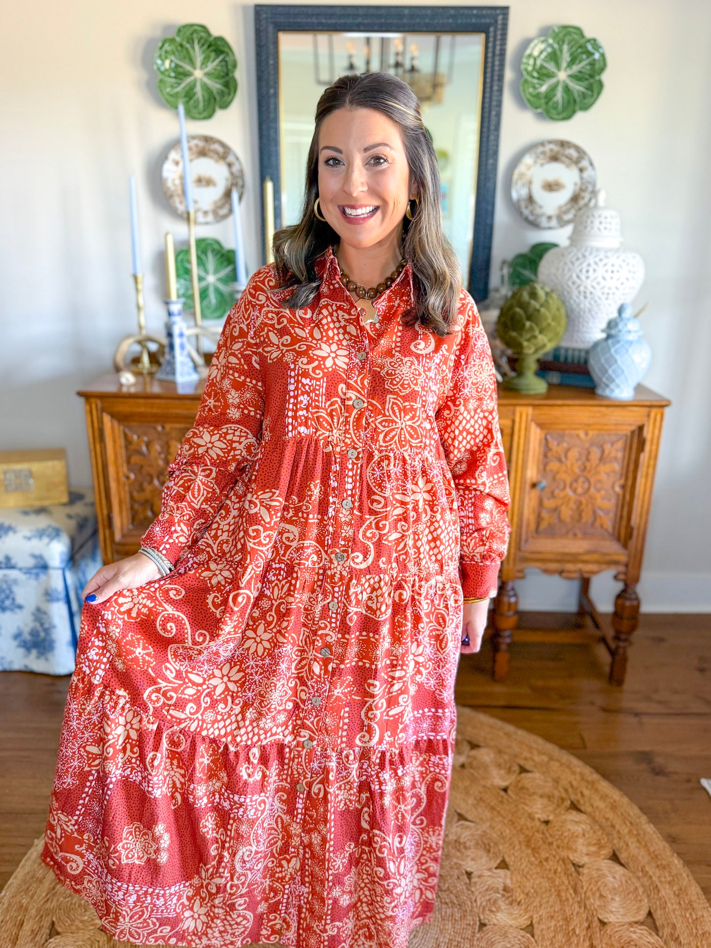 Cinnamon Paisley Dress