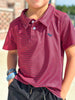 AutiLove Youth Stripe Performance Polo in Red & Black