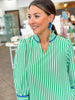 Mary Square Naomi Dress in Lined Up Green