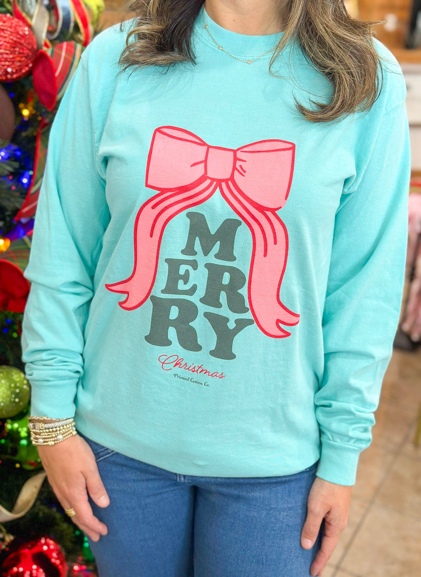 Merry Bow Long Sleeve Tee