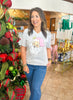Jane Marie Pink Santa Claus Heather White Tee