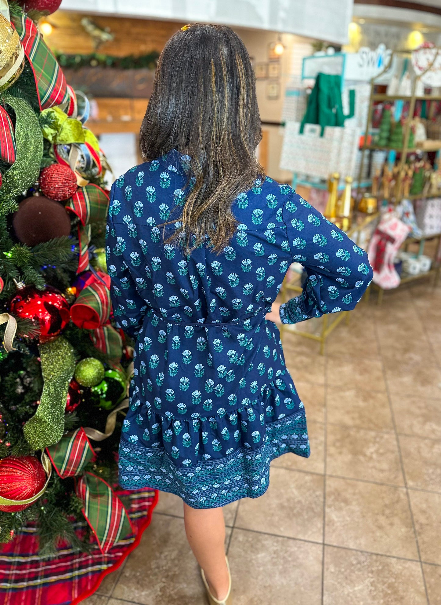 Mary Square Maya Dress in Floral Foulard Blue