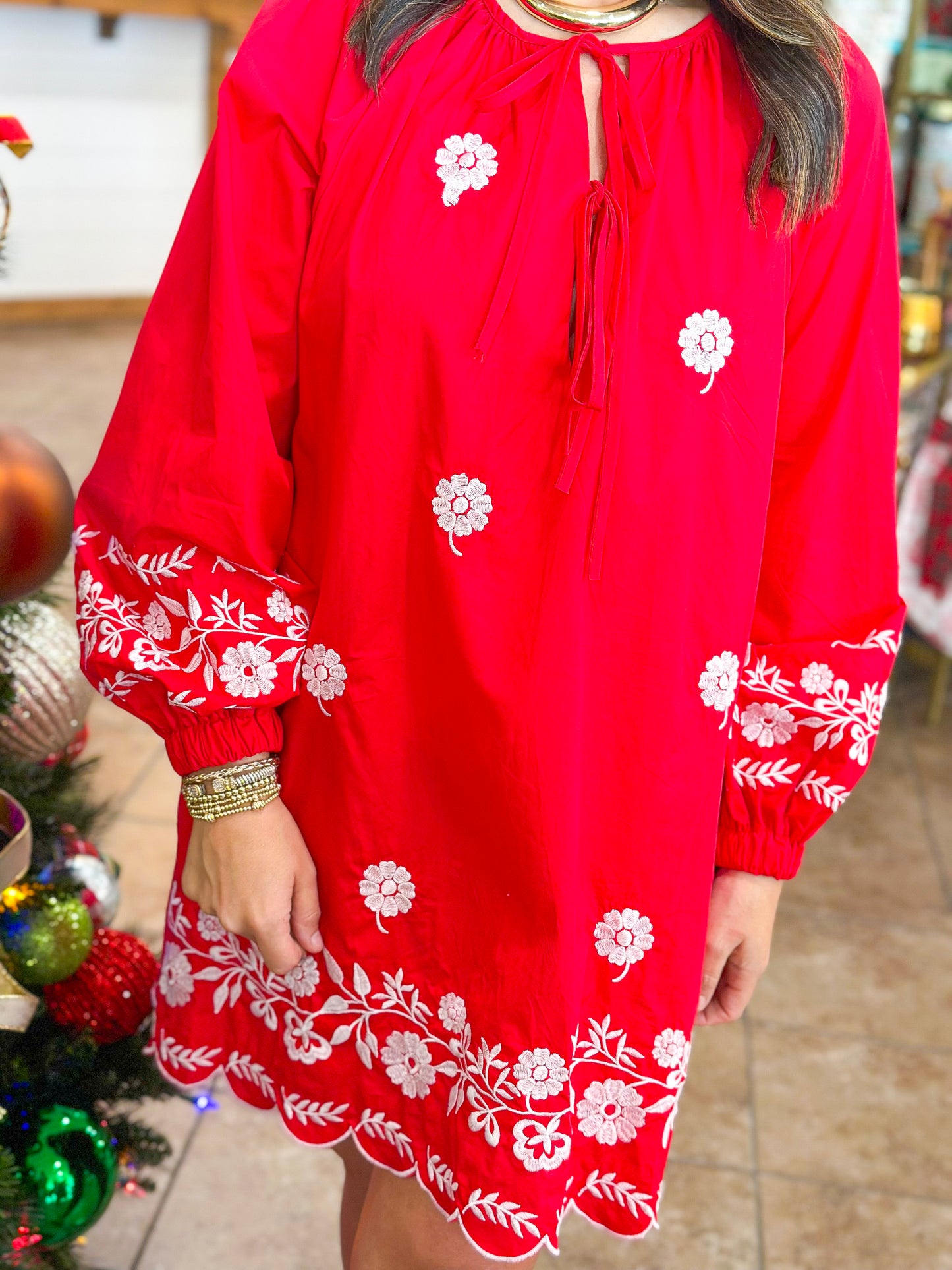 Harvest Petals Mini Dress in Red