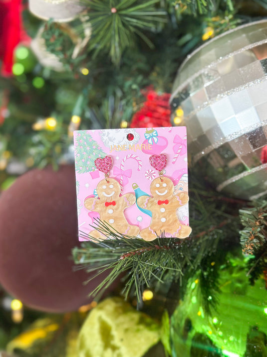 Jane Marie Acrylic Gingerbread Man Earrings