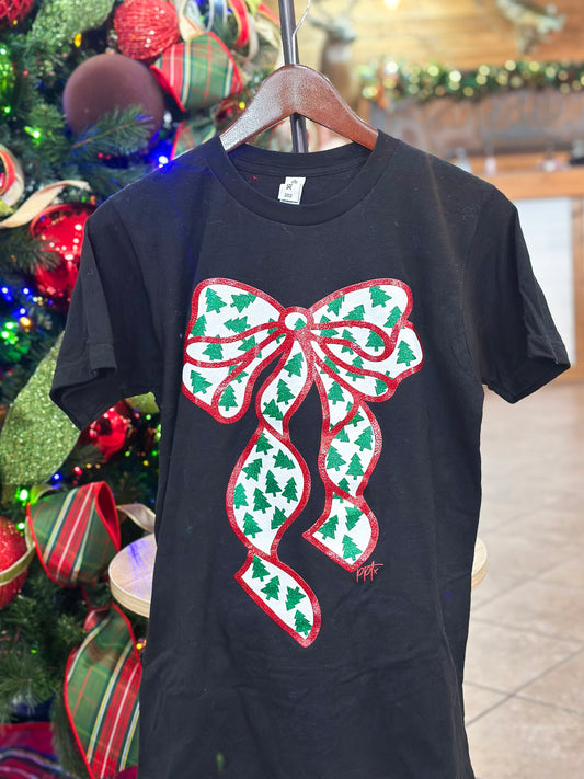 Christmas Glitter Bow Tee