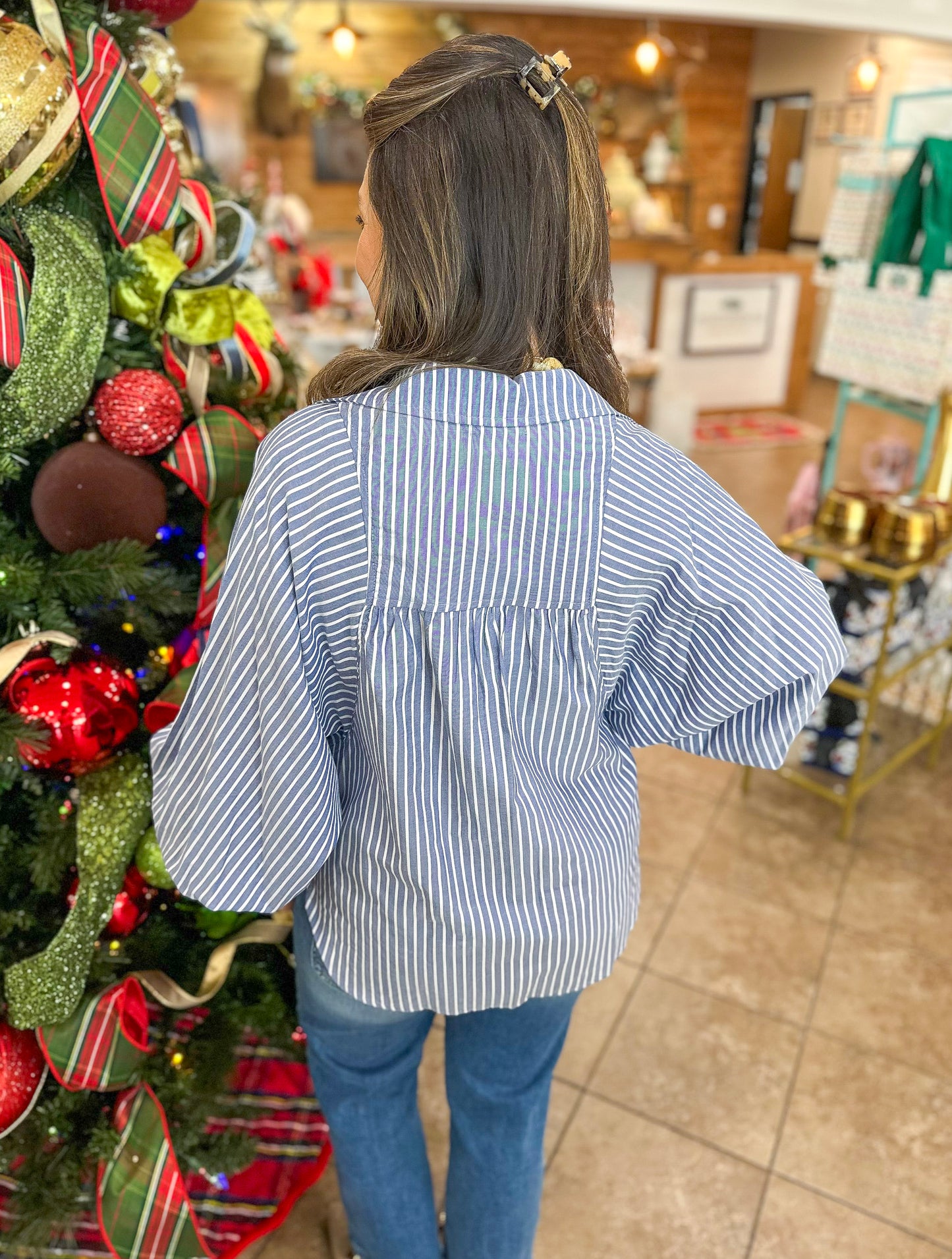Adrienne Brooks Top in Navy Stripe