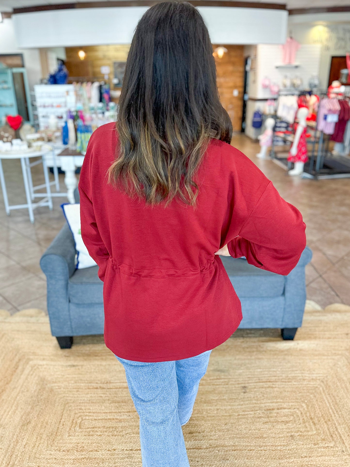 The Jetset Pullover Top in Burgundy