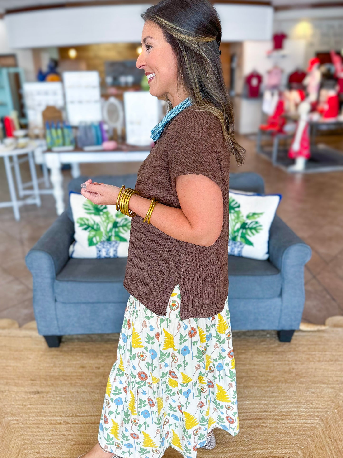 Simply Cozy Sweater Top in Brown