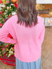 The Monroe Mock Neck Sweater in Heather Candy Pink