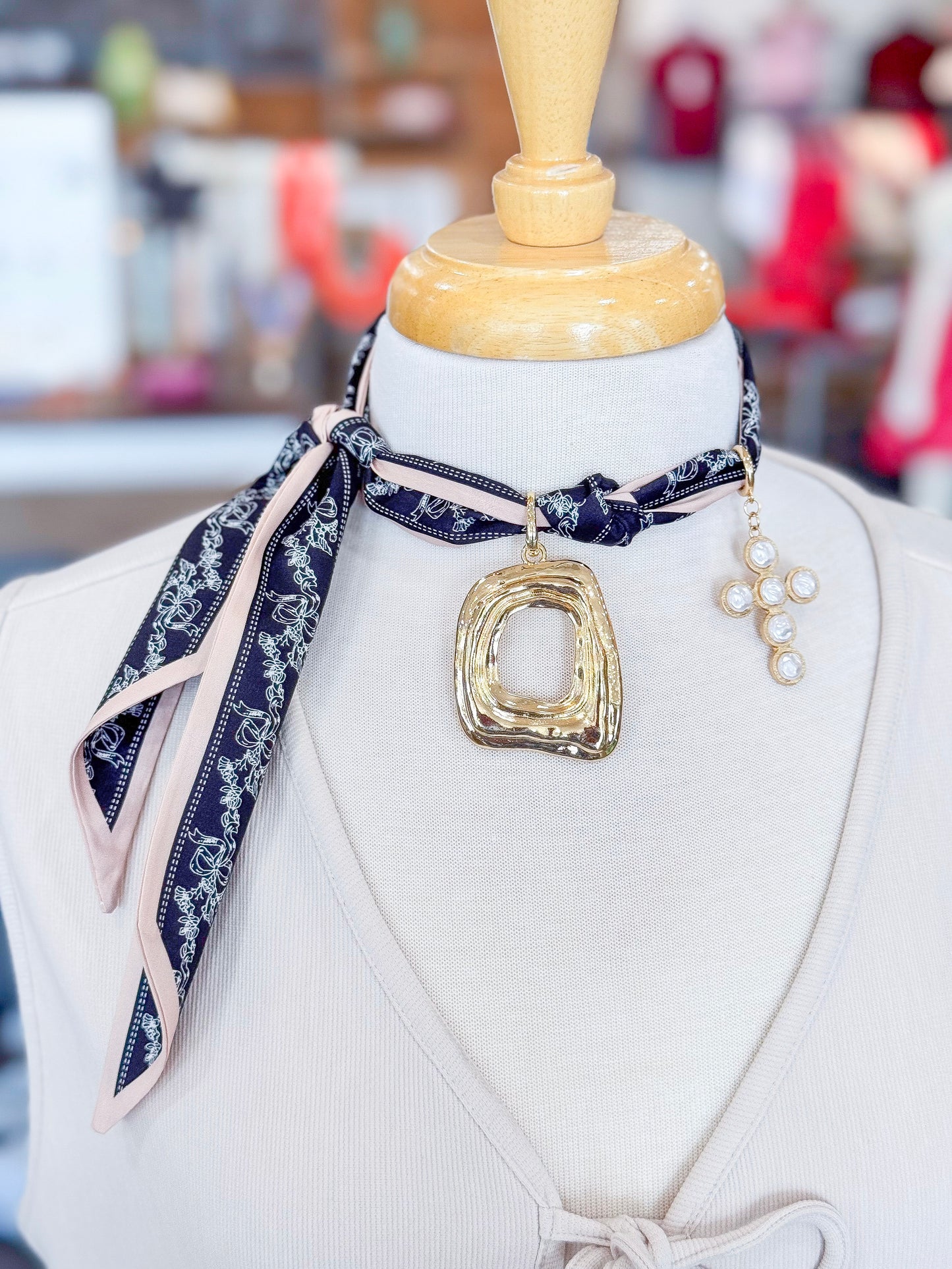 Floral Bow Twilly Scarf
