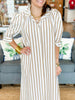 Adrienne Nina Dress in Brown Ten Stripe