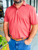 Southern Point Horizon Stripe Performance Polo in Chili Oil/Laurel Oak