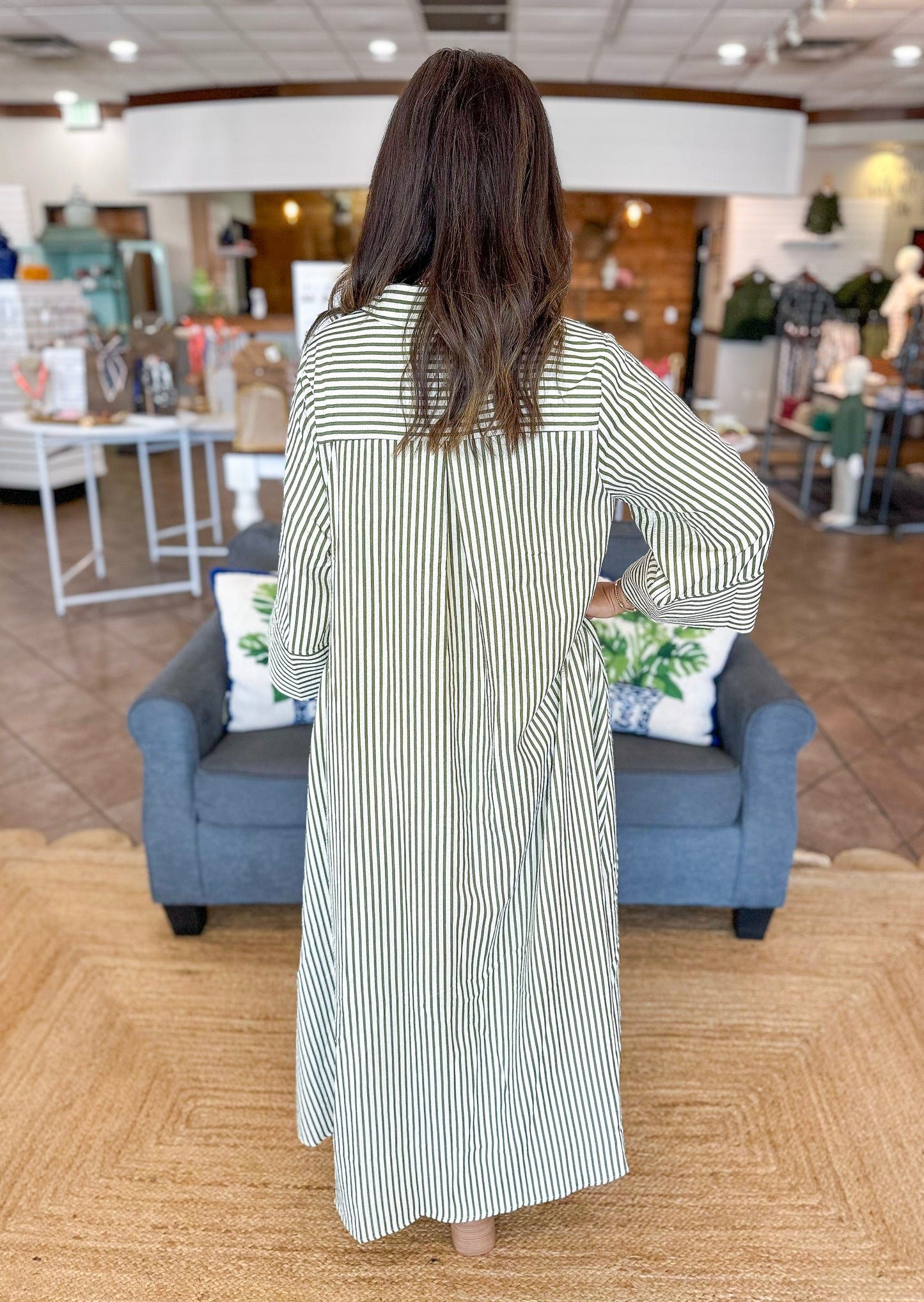 Autumn Lines Maxi Dress in Olive