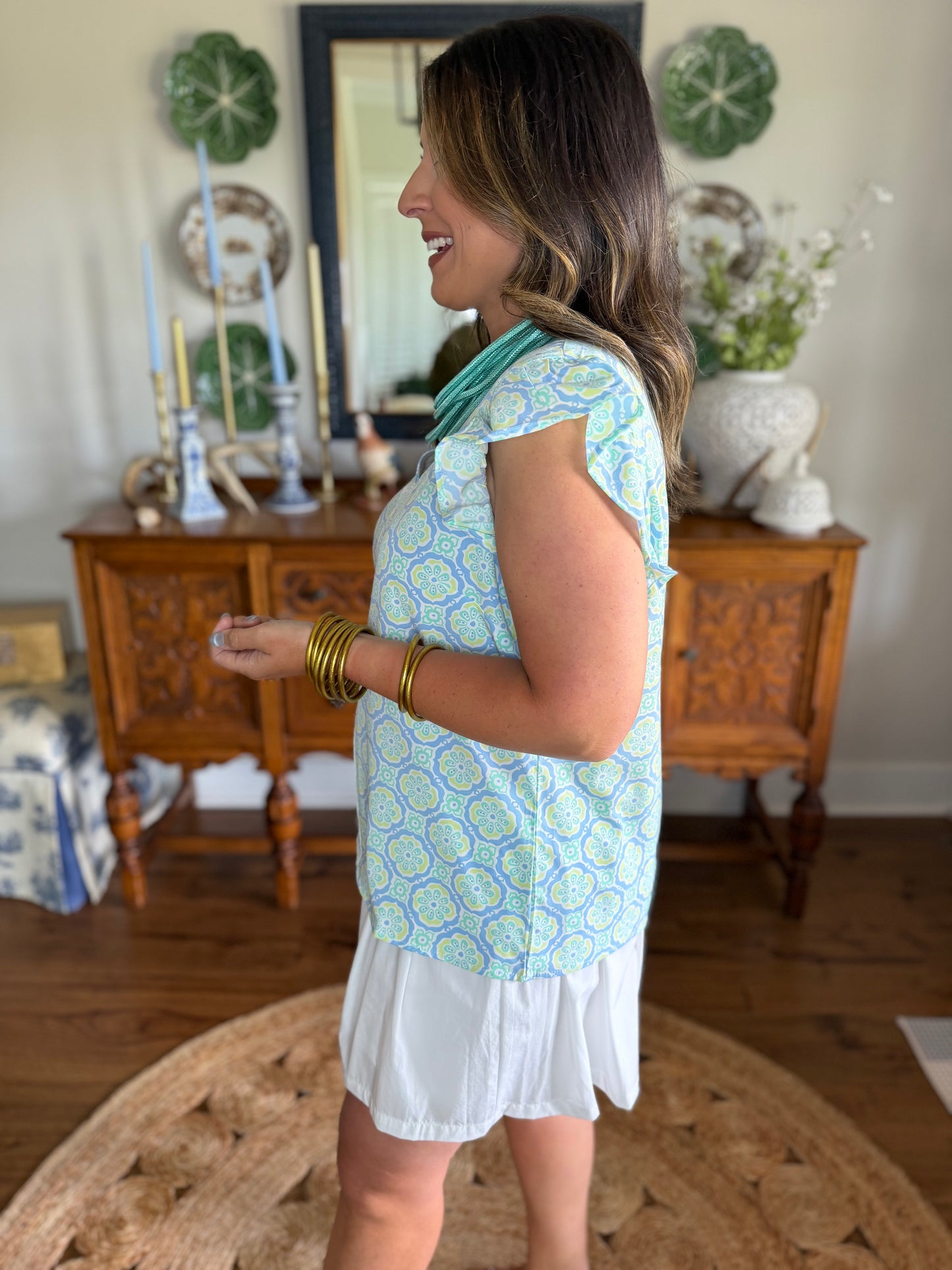 Mary Square | Kira Top in Mosaic Charm Blue