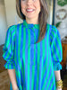 The Camden Dress in Green/Blue Stripes