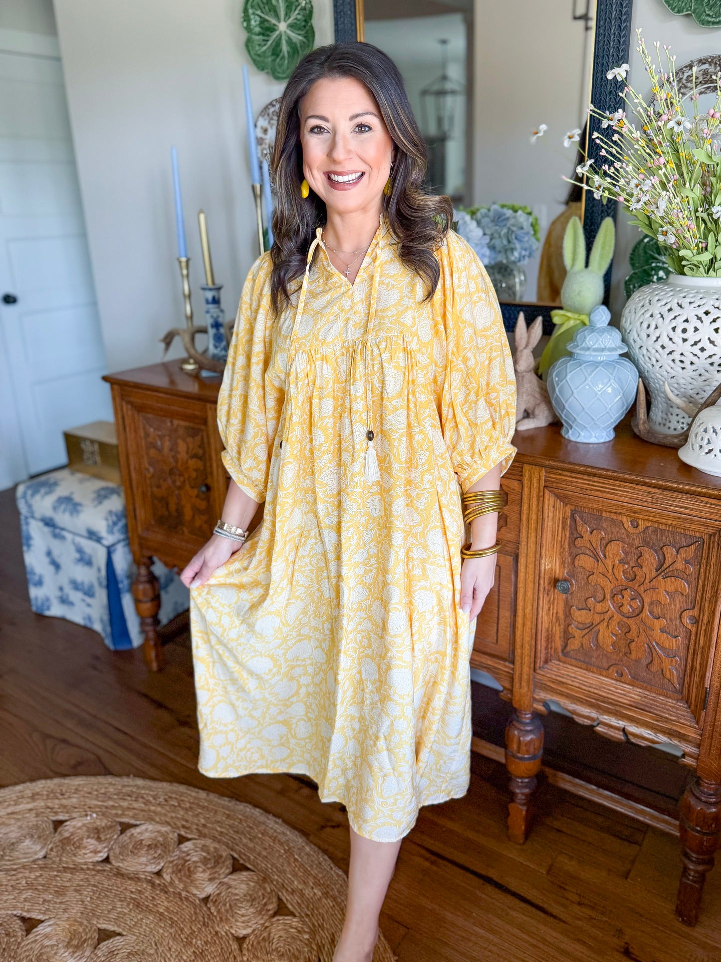 The Buttercup Bloom Boho Midi Dress