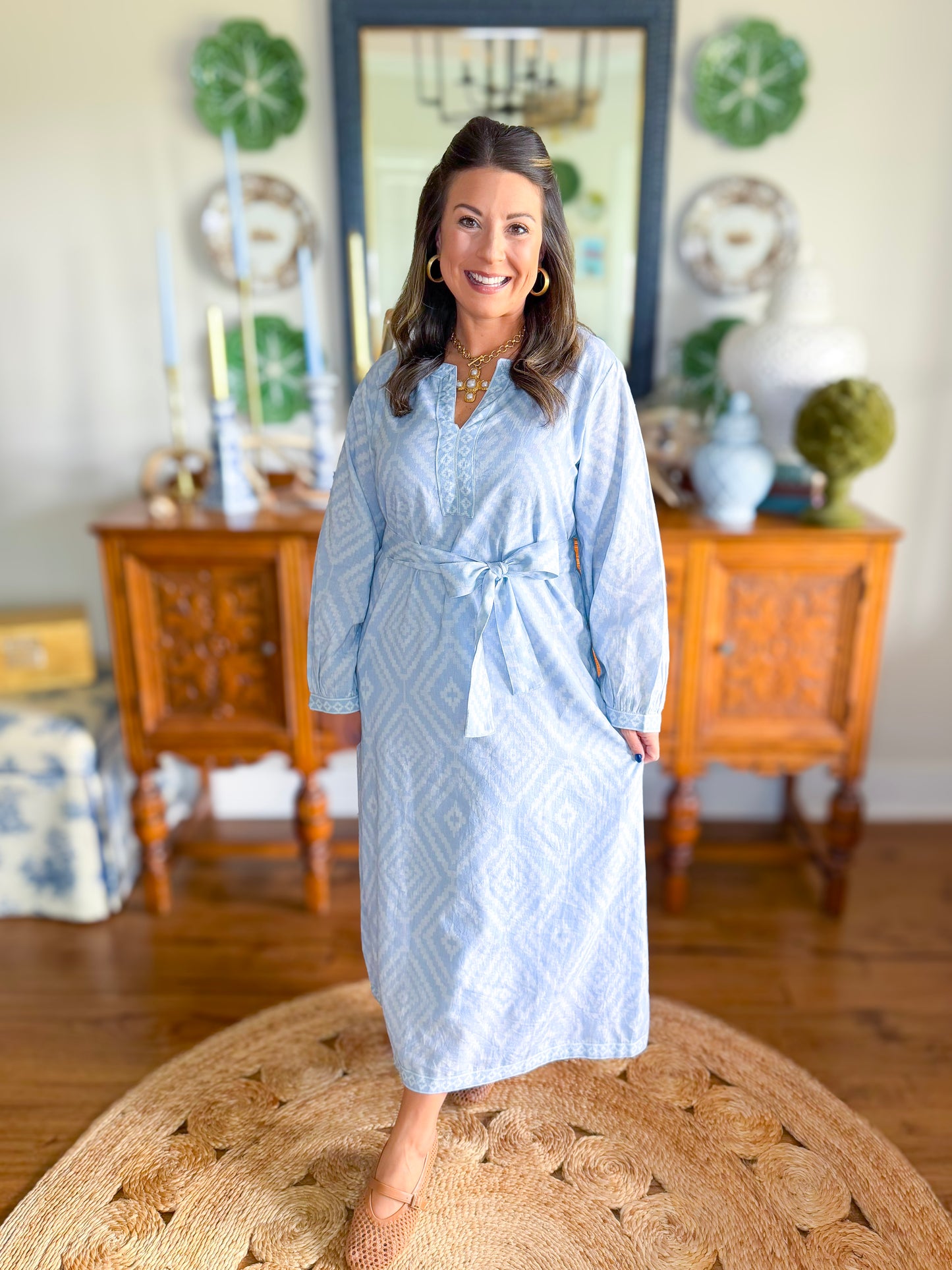 Victoria Dunn | Quinn Maxi Dress in Sky Mosaic