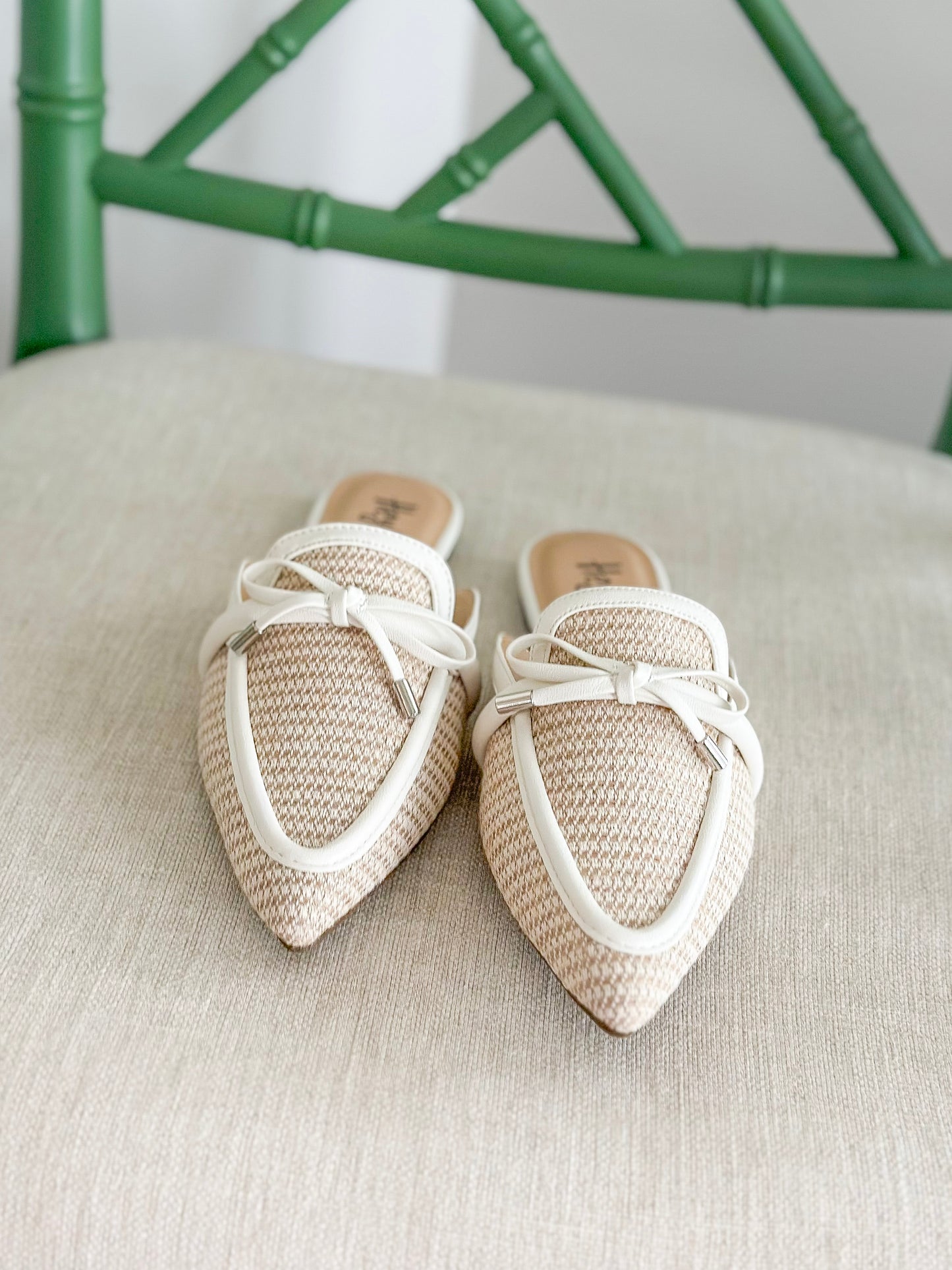 The Vada Raffia Mule in Ivory Combo
