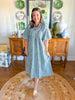 Cottage Gingham Midi Dress in Hunter Green