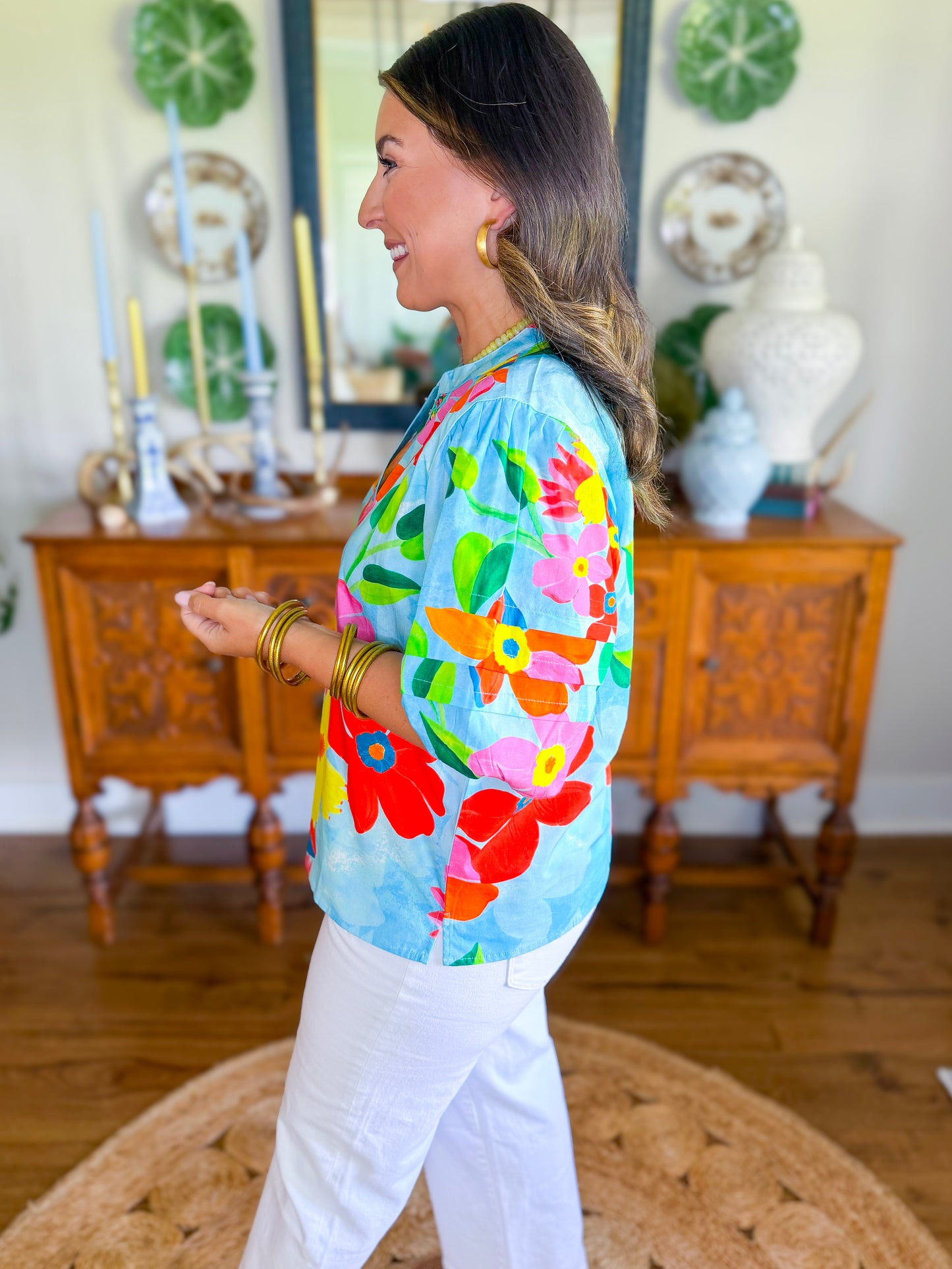 Raya Top in Floral Sky