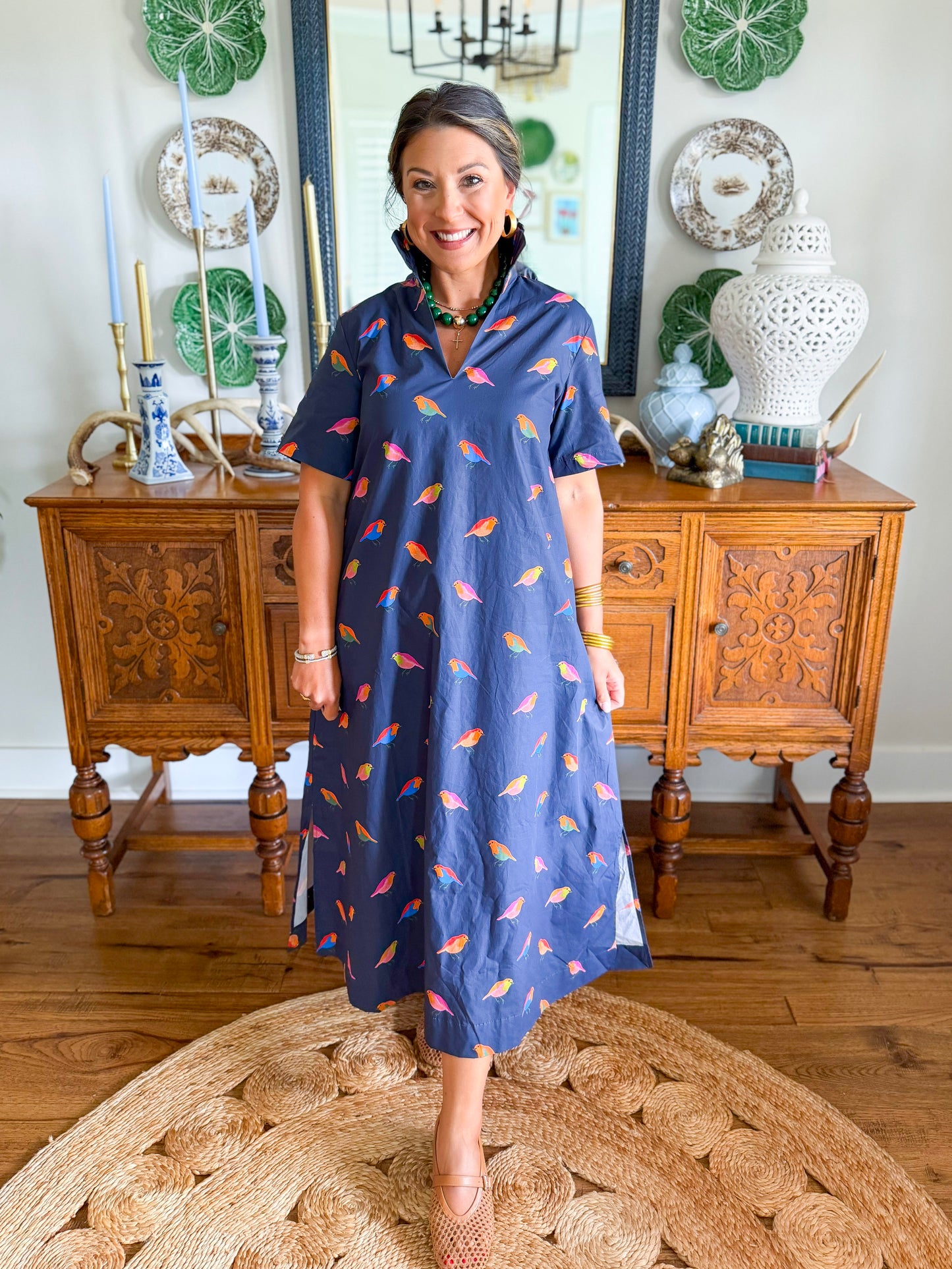 Caryn Lawn | Georgia Bird Dress in Navy