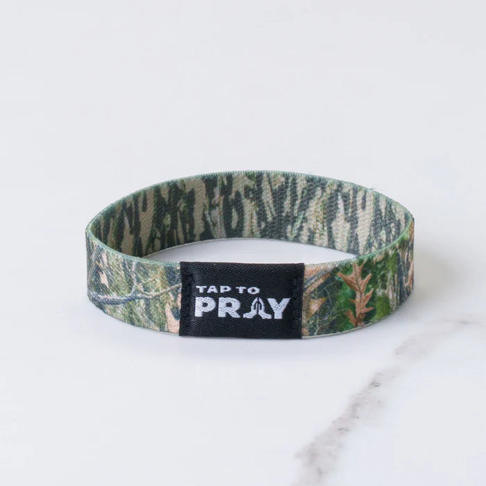 Tap to Pray Wristband - Forest & Tree Bark Camo