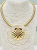 Chic White/Gold Shell Collared Necklace